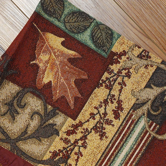 70" x 13" Fall / Autumn Leaves Tapestry Table Runner / Thanksgiving - Picture 2 of 3